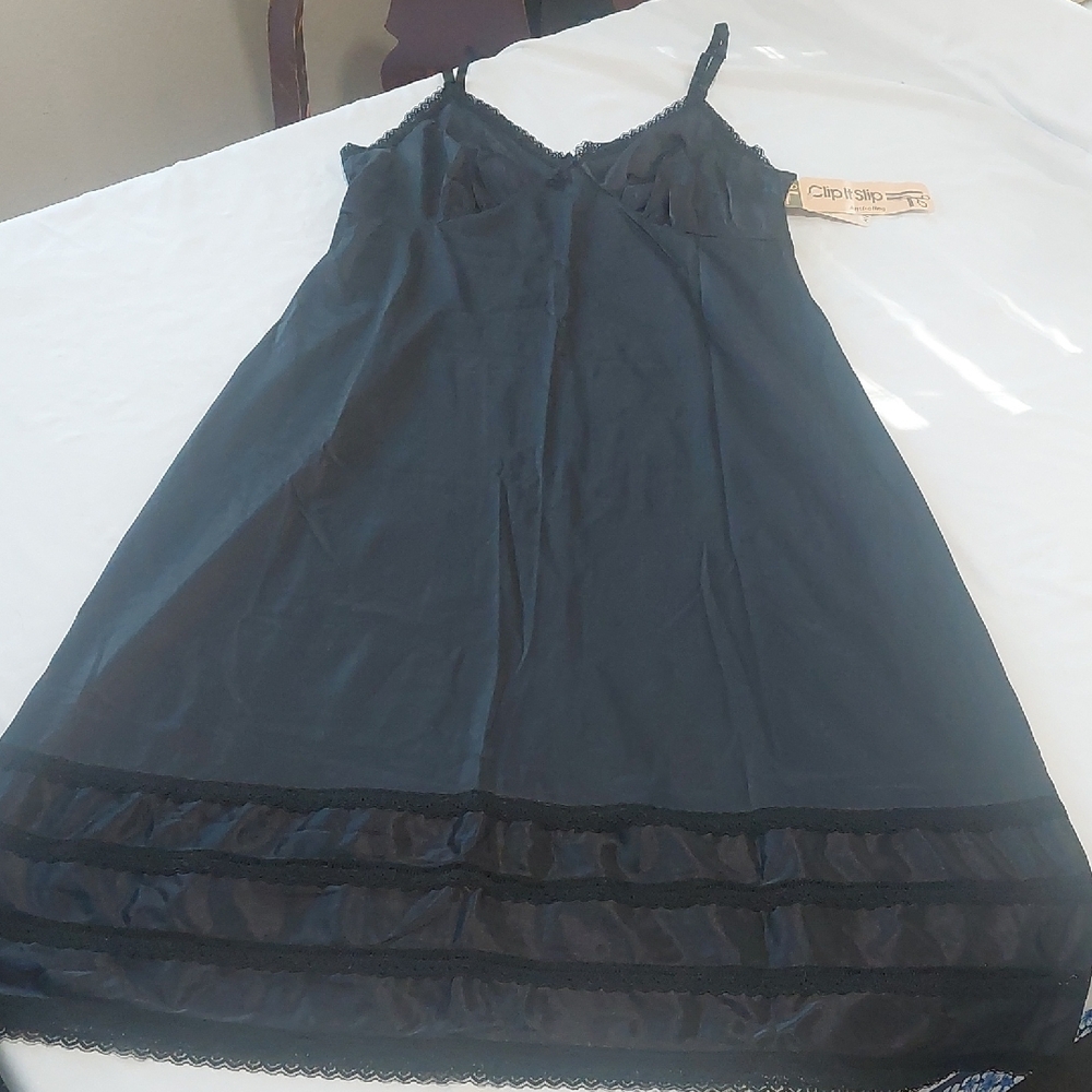 Sears Black Slip Dress .Size 36 Bust . Clip It Slip .New With Tags .